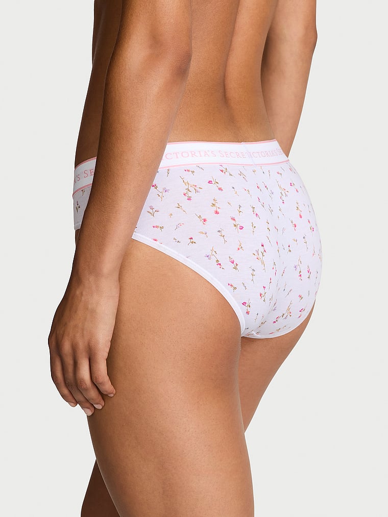Logo Cotton Hiphugger Panty, White Ditsy Floral, large