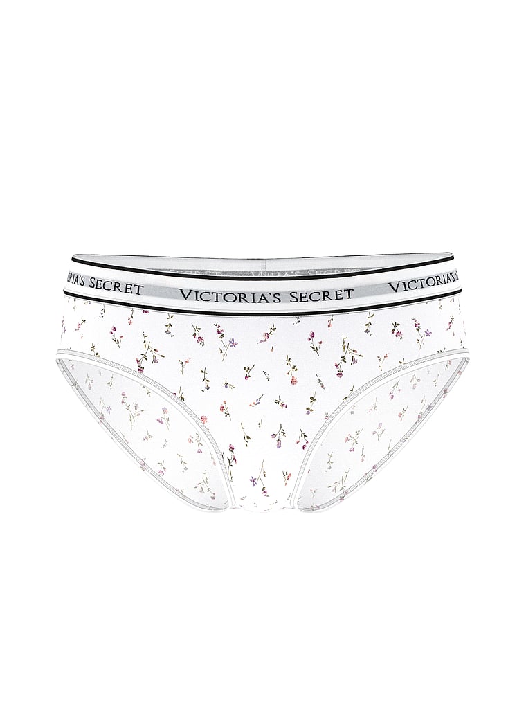 Logo Cotton Hiphugger Panty, White Ditsy Floral, large