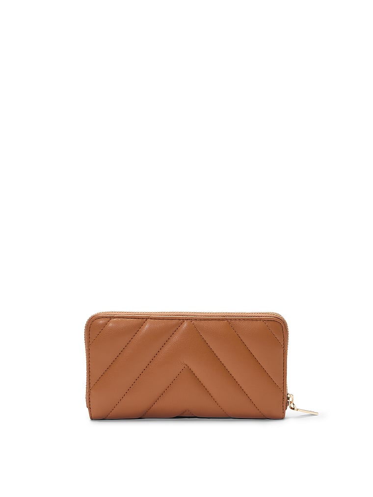 Large Wallet With Zip, Brown, large