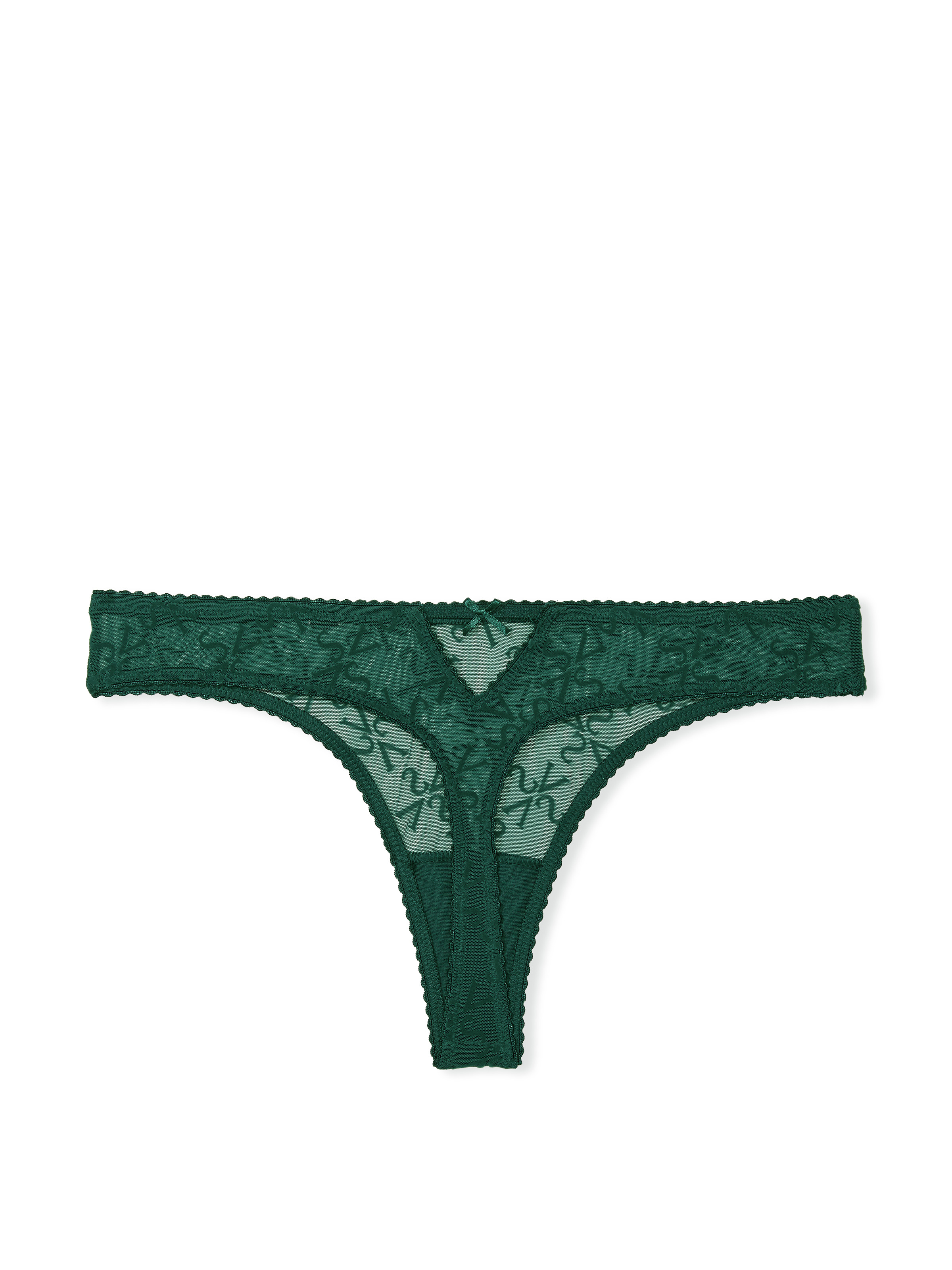 Tanga De Malla Con Logo De Terciopelo, Deepest Green, large