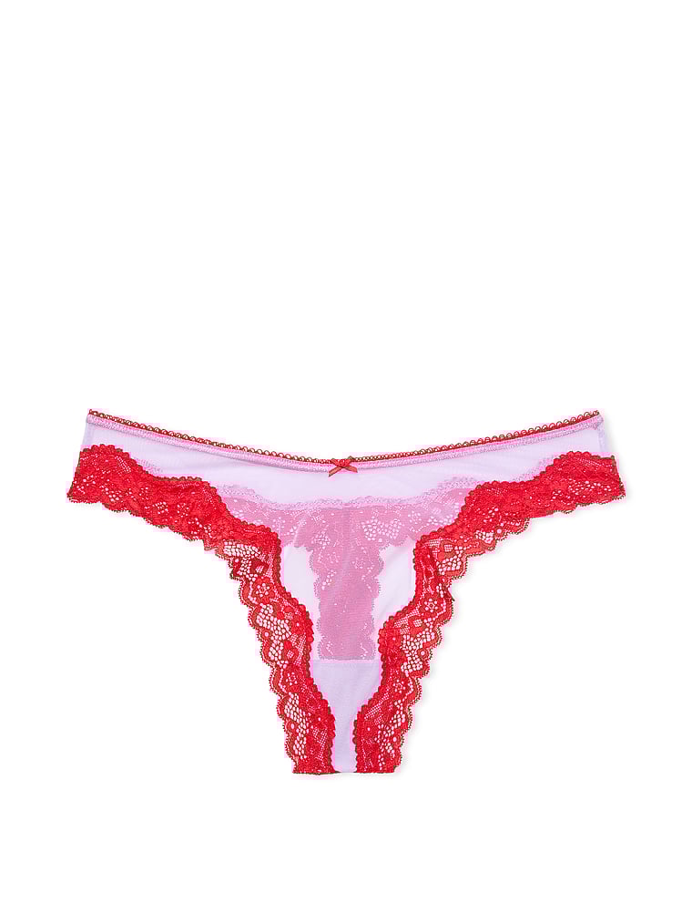 Tanga De Malla Y Pernera Alta Con Ribete De Encaje Tease, Silky Lilac, large