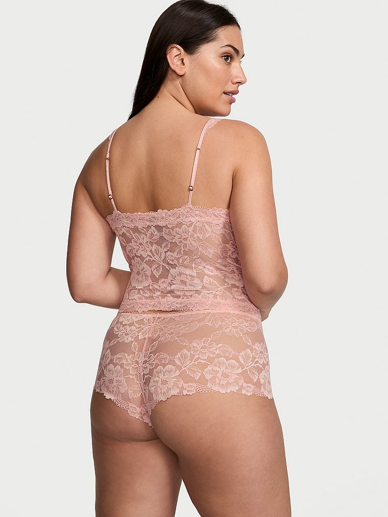 Modal & Lace Cropped Cami Set, Pink Outline Floral, large