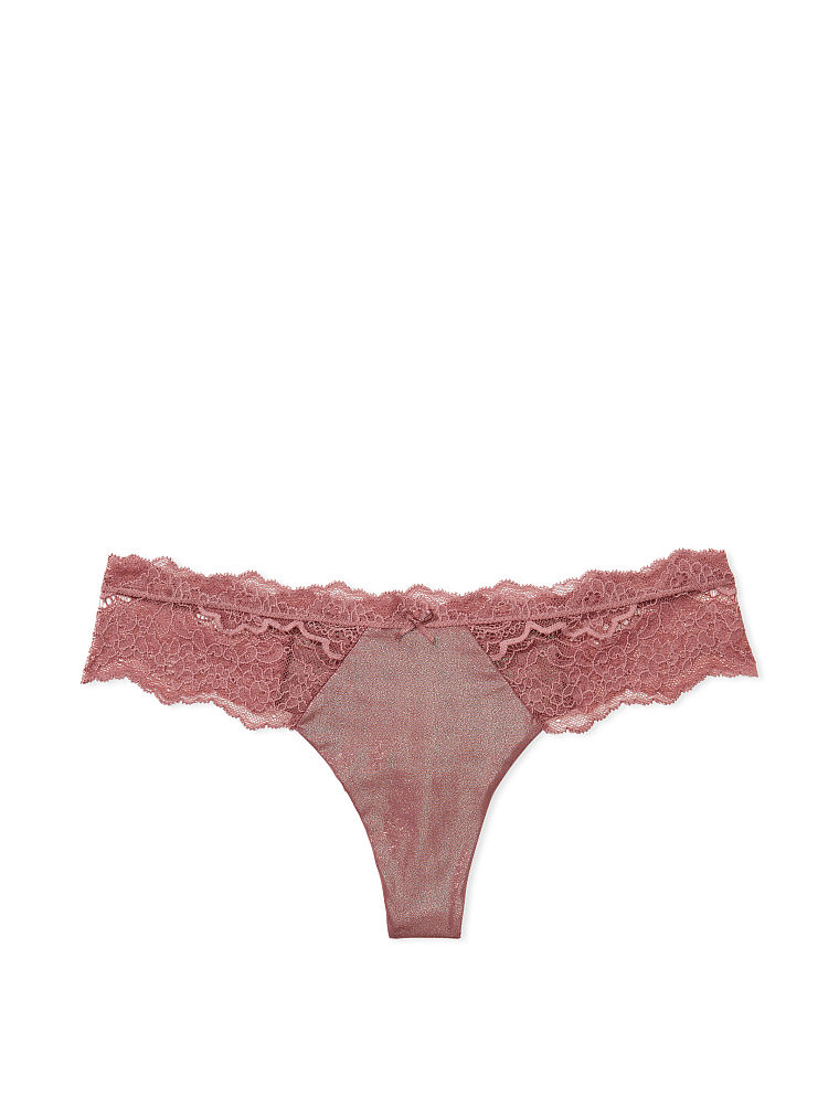 Tanga Brillante Suave Con Ribetes De Encaje, Vintage Rose Shimmer, large