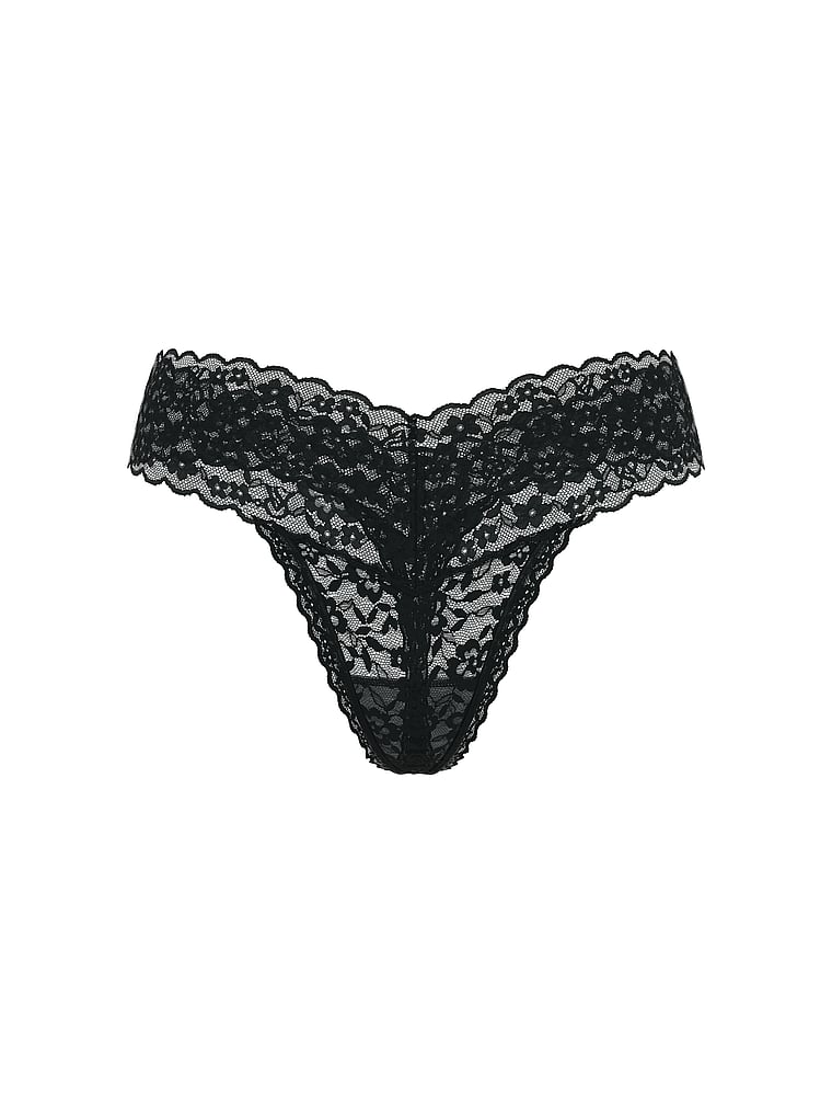 Lace Thong Panty, Black, large