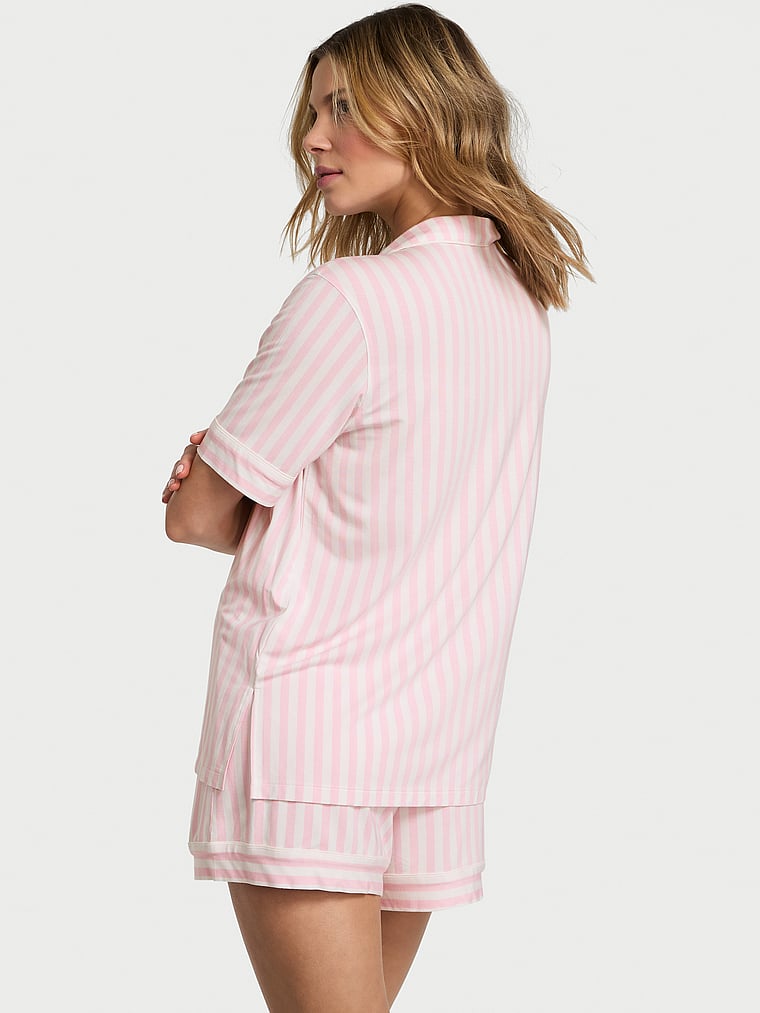 Modal Soft Short Pajama Set, Pretty Blossom Iconic Stripe, large