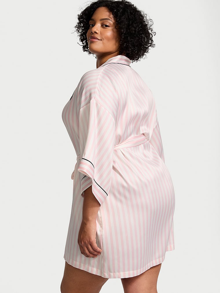Bata Corta Satinada Con Ribete, Pink Iconic Stripe, large