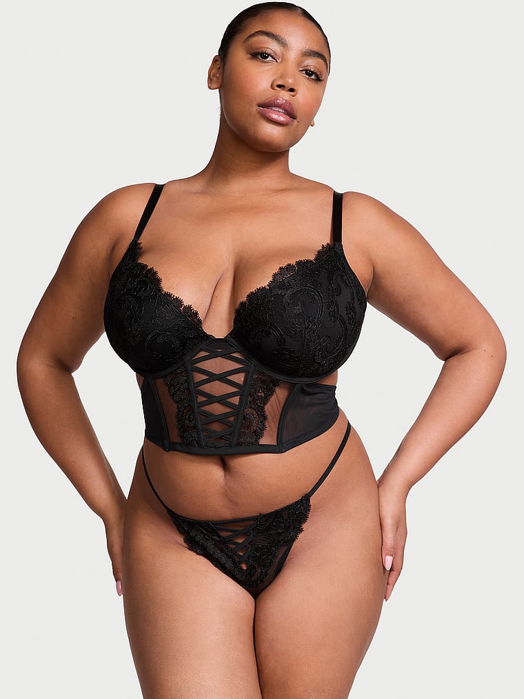 Tanga Con Bordado Floral Boho, Black, large