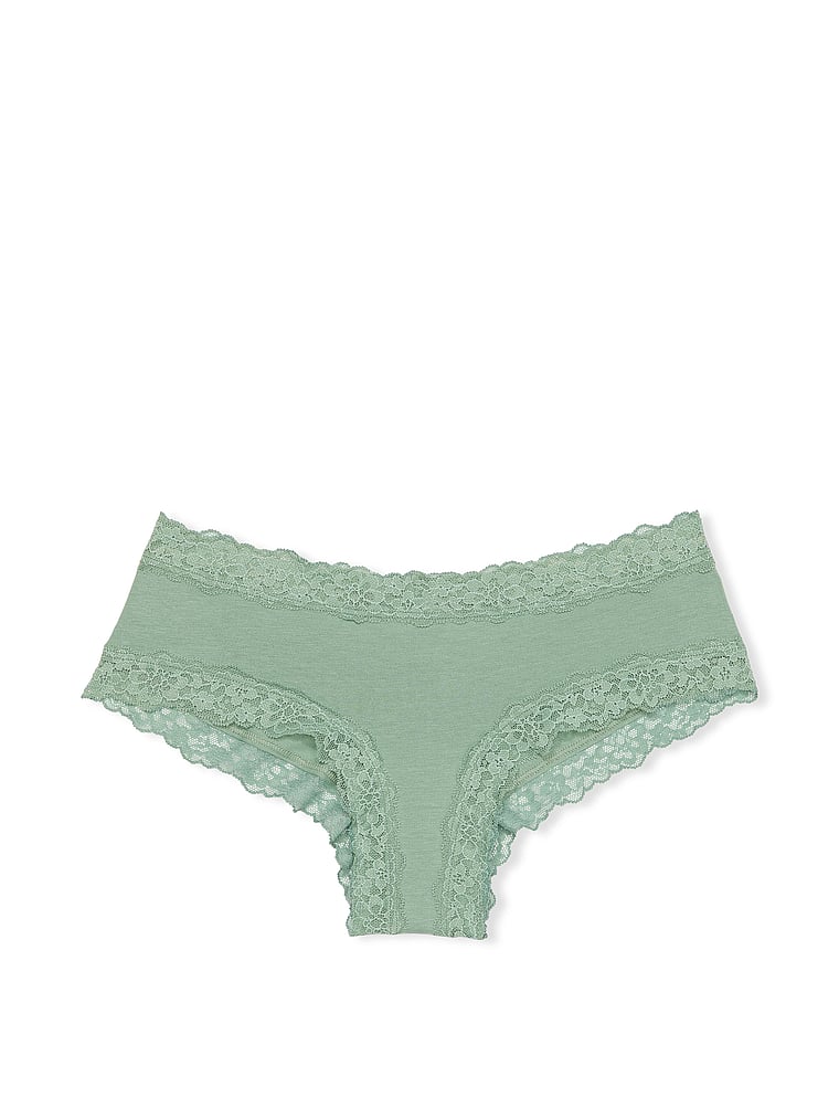 Braguitas Culottes De Algodón Con Cintura De Encaje, Seasalt Green, large
