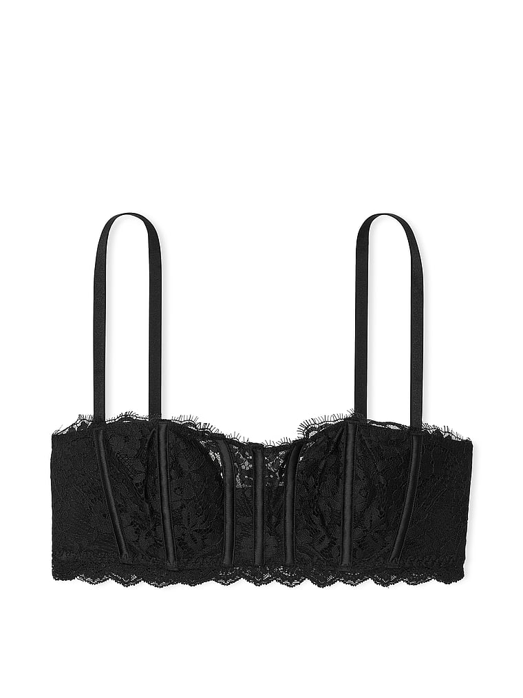 Bandeau De Encaje Con Relleno Ligero, Black, large