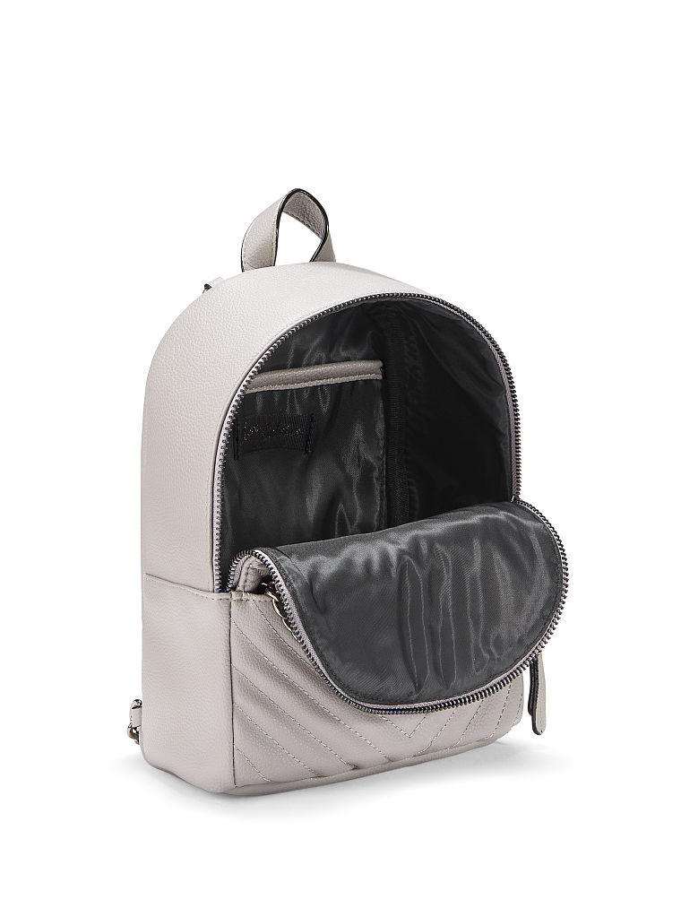 Mochila Urbana Pequeña Con Guateado En V Granulado, Grey, large