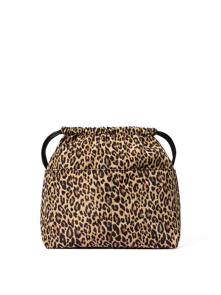 Cinched Travel Beauty Organizer Bag, Leopard, large