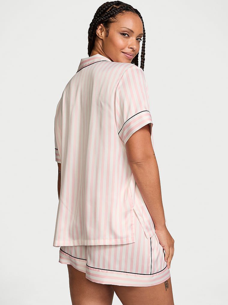 Pijama Corto De Satén, Iconic Stripe, large