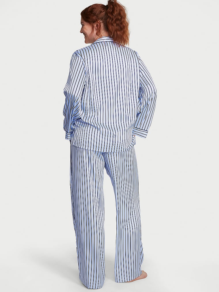Pijama Largo De Satén, Blue Crescent Stripes, large