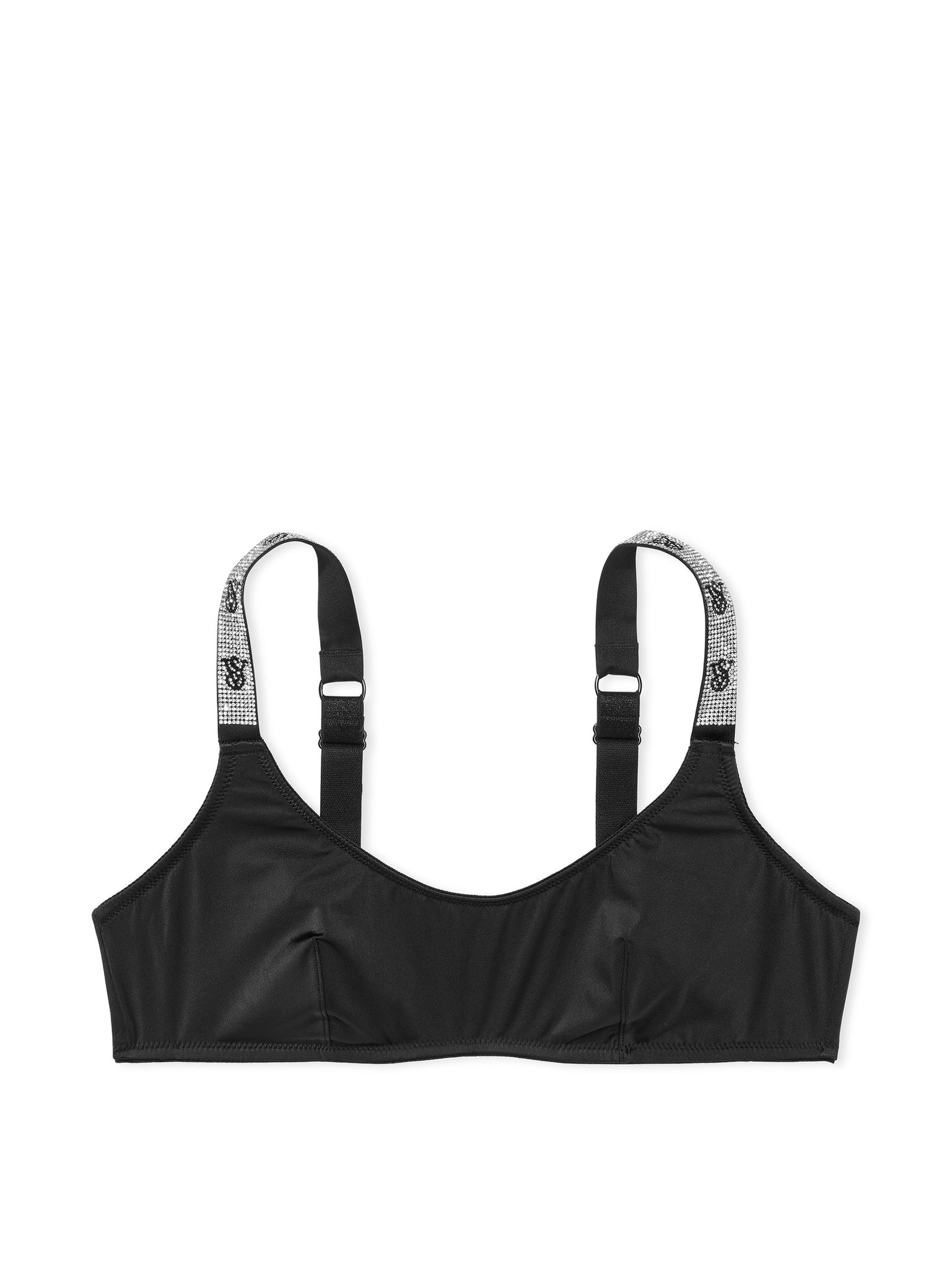 Bralette Con Escote Redondo Y Tirantes Brillantes, BLACK093 54A2, large