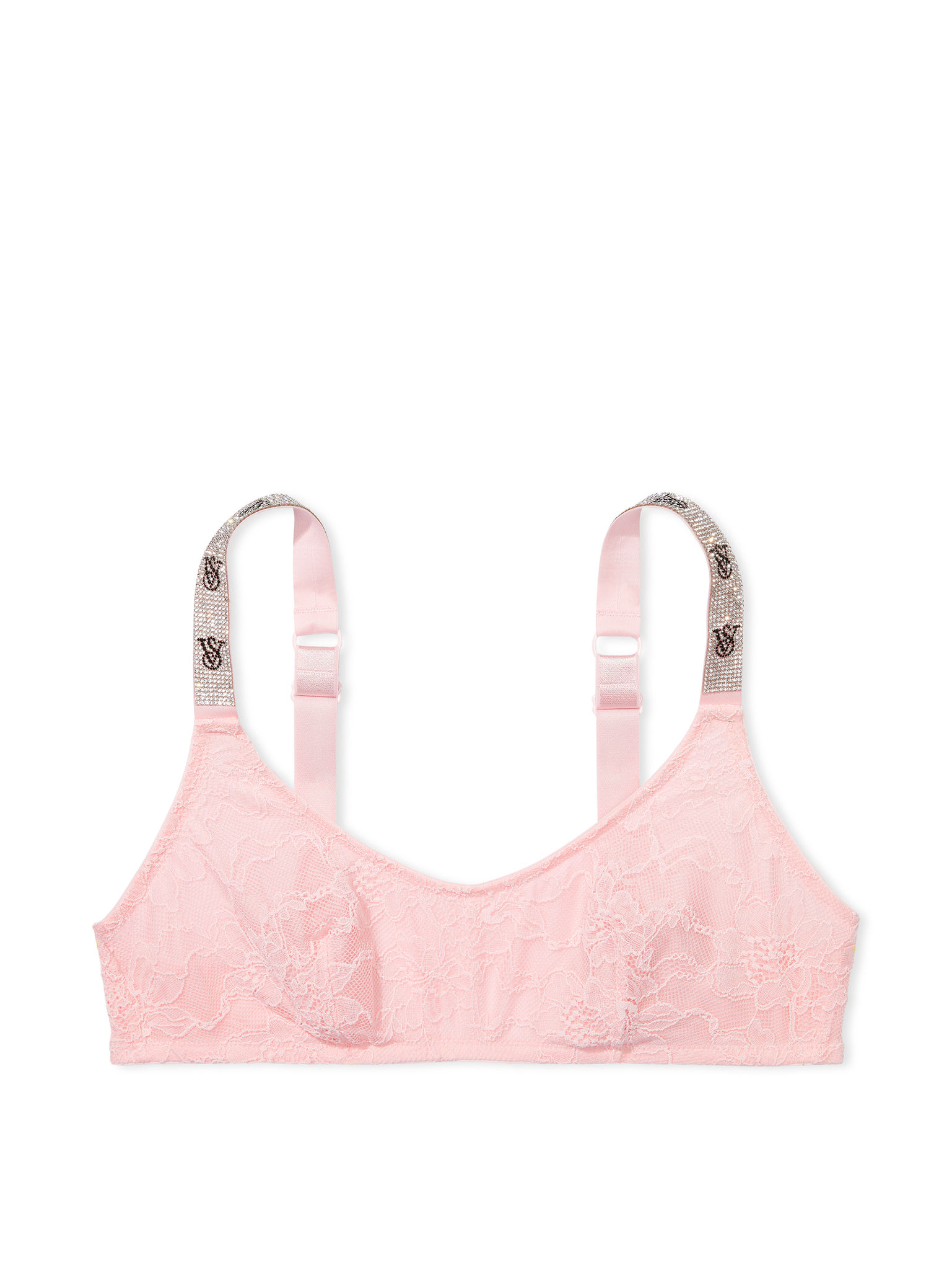 Bralette De Encaje Con Escote Redondo Y Tirantes Brillantes, Pretty Blossom, large