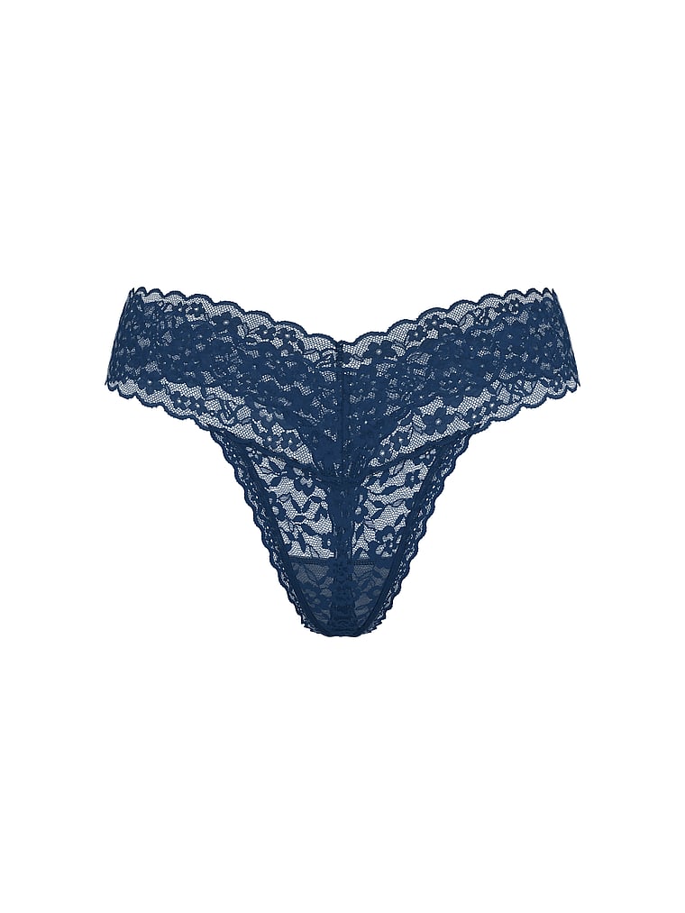Lace Thong Panty, Midnight Sea, large