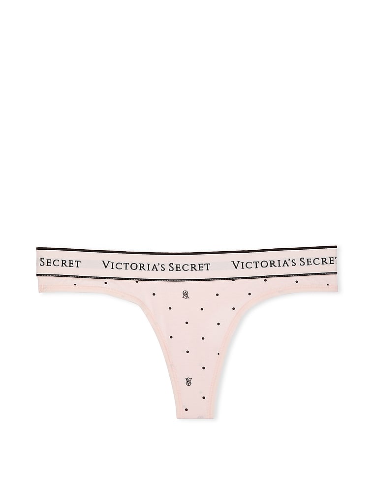 Tanga De Algodón Con Logotipo, VS Pink Logo Dot, large