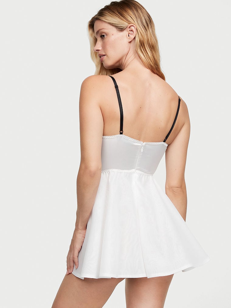 Vestido Estilo Camisón Con Bustier Y Adorno De Lazo, Coconut White, large