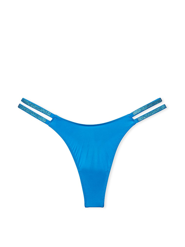 Tanga Suave Con Tiras Brillantes Dobles, Shocking Blue, large