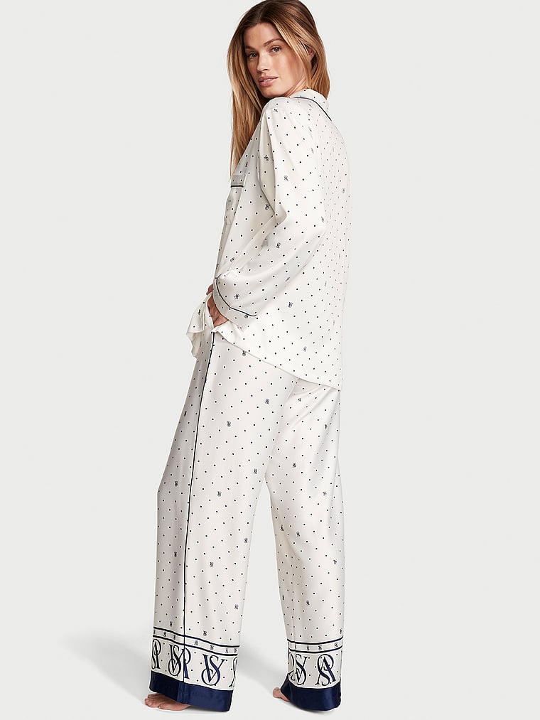 Pijama Largo De Satén, Coconut White Dots, large