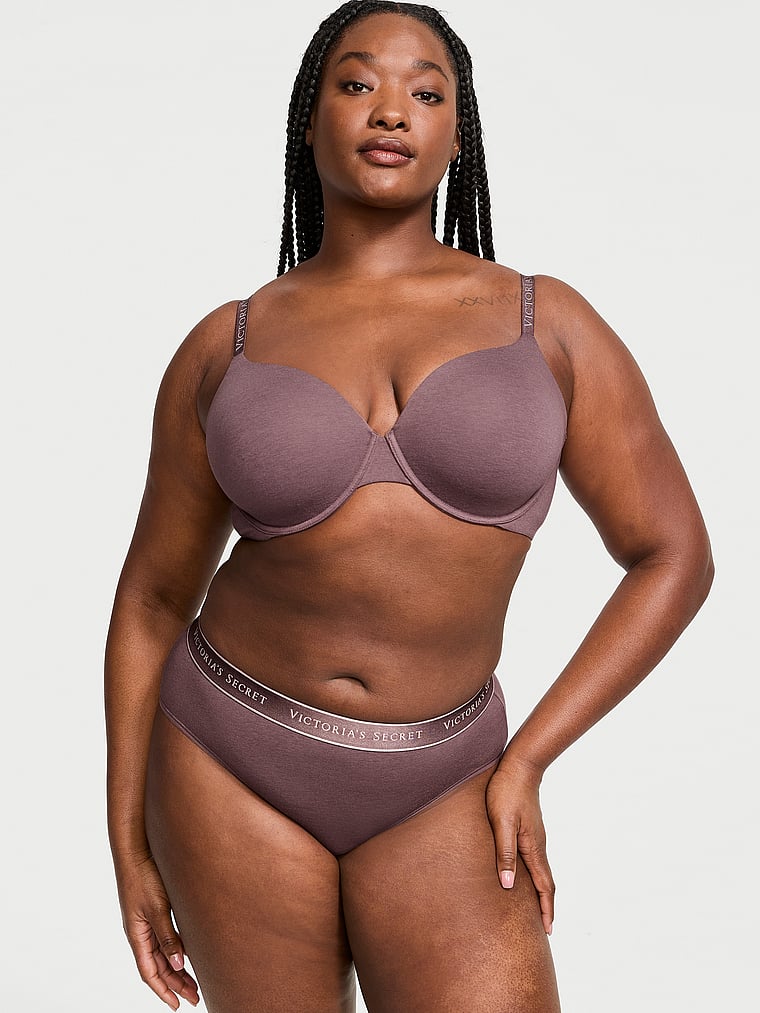 Braguitas Altas De Algodón Con Logo, Cocoa Blush, large