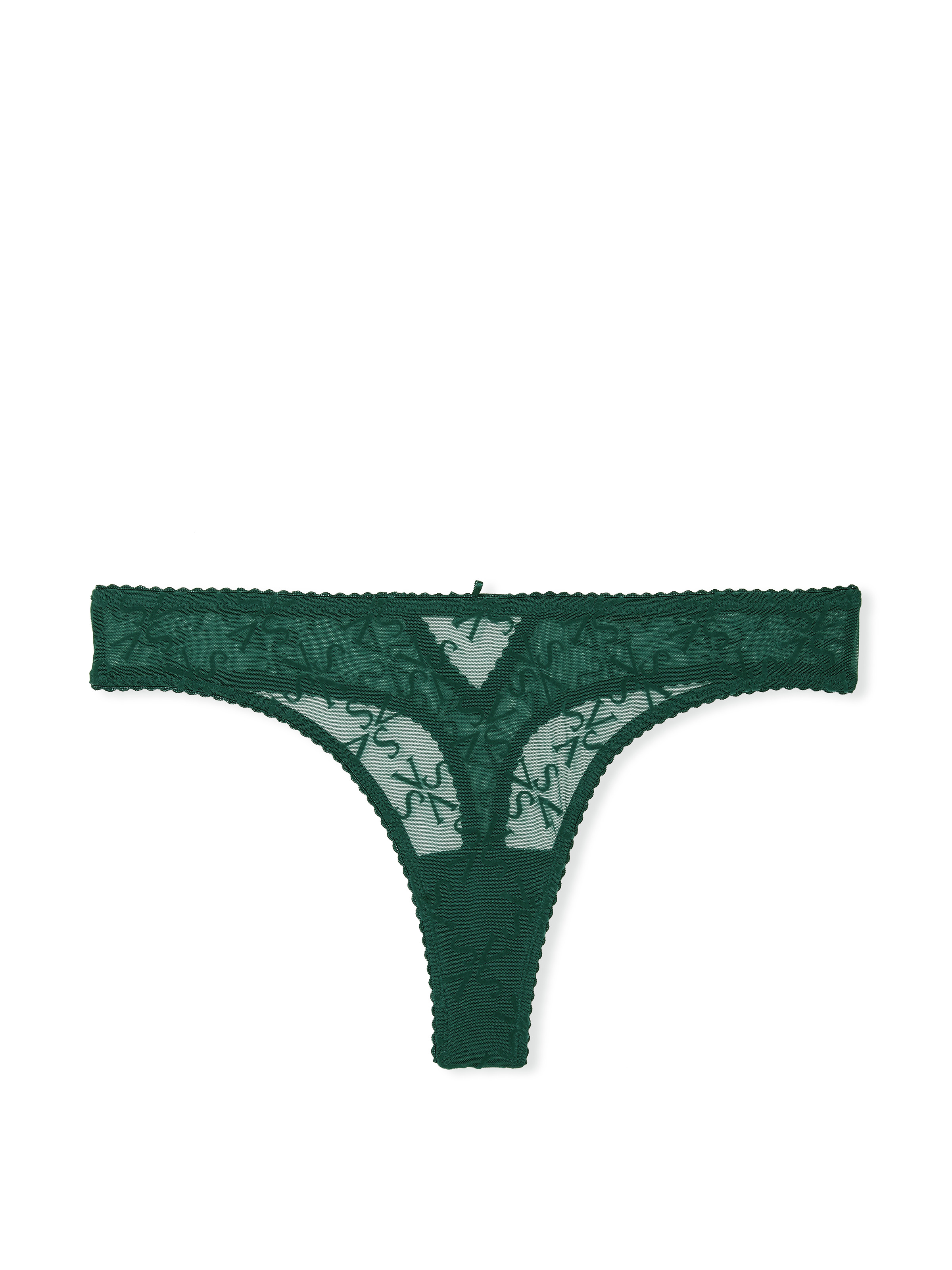 Tanga De Malla Con Logo De Terciopelo, Deepest Green, large