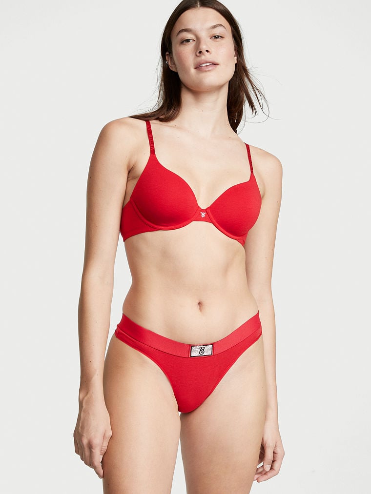 Tanga Con Tiras Con Parche Brillante, Lipstick, large