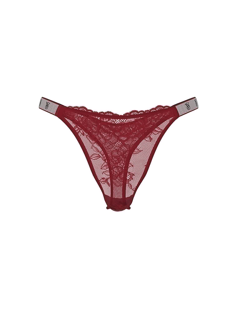 Shine Strap Rose Lace Panty, Sangria Red, large