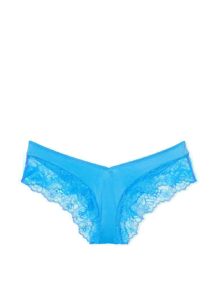 Braguitas Culottes De Pernera Alta Con Ribete De Encaje De Rosas, Capri Blue, large
