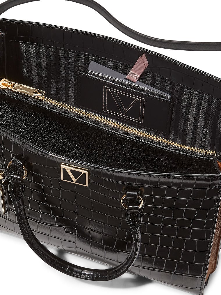 Bolso Shopping Estructurado Victoria, Croc Colorblock, large