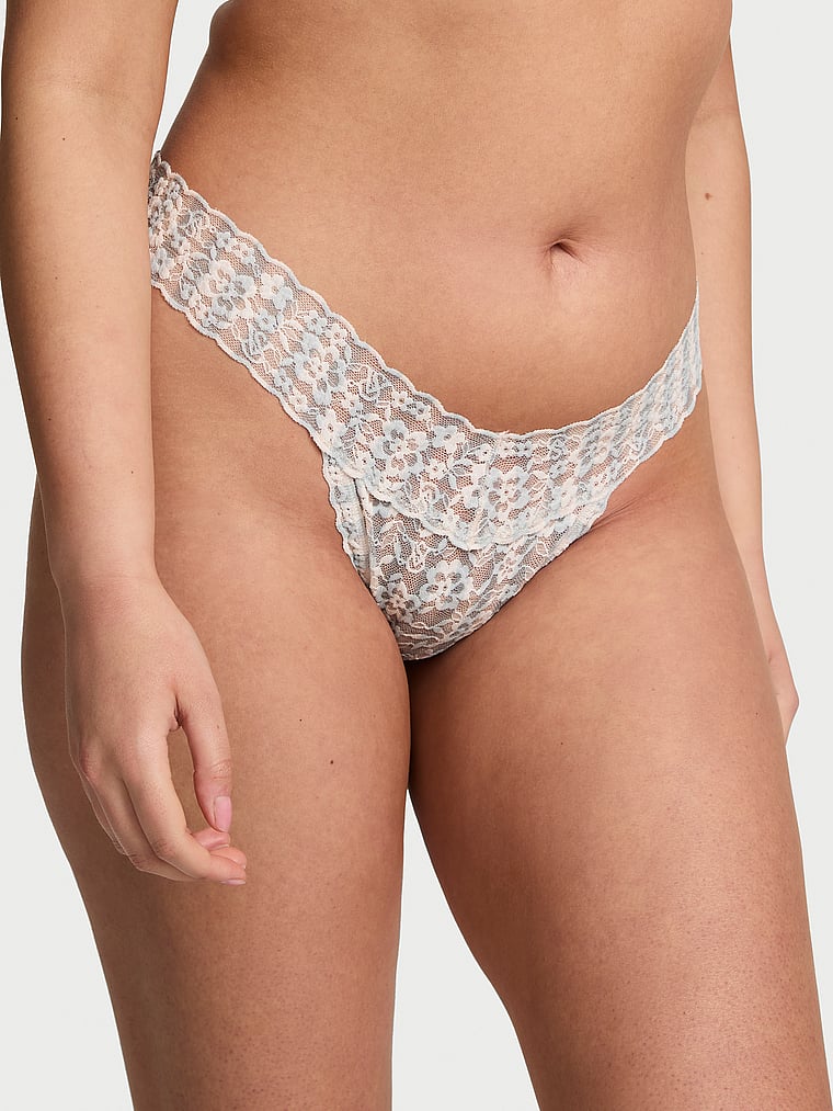 Lace Thong Panty, Grey Fog Stripes, large