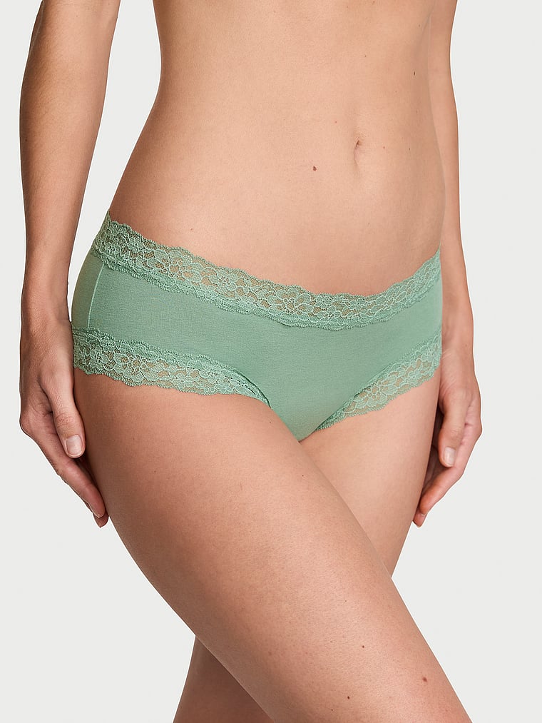 Braguitas Culottes De Algodón Con Cintura De Encaje, Seasalt Green, large