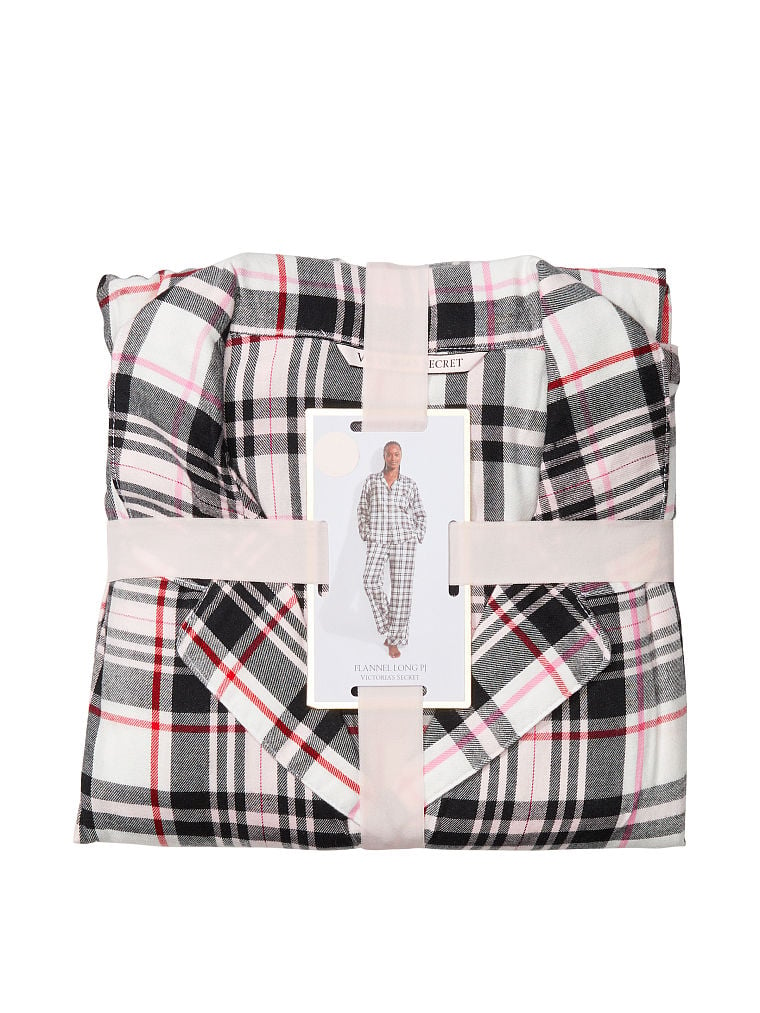 Pijama De Franela Con Pantalón Largo, White/Lipstick Heritage Plaid, large