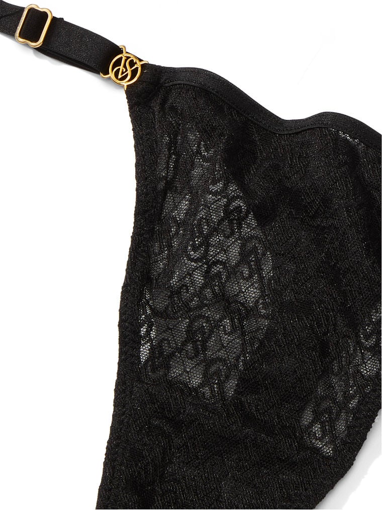 Tanga De Encaje Con Tiras Ajustables Icon By Victoria's Secret, Black, large