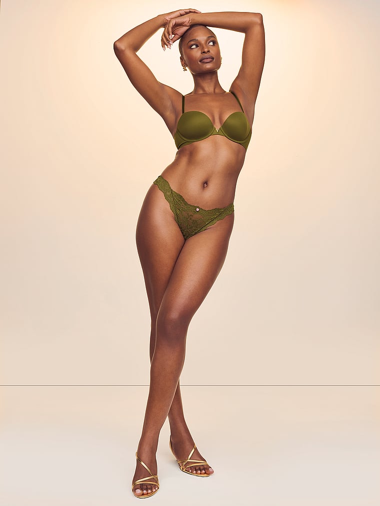 Lace Thong Panty, Green Chameleon, large