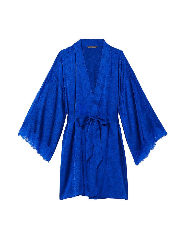 Bata De Jacquard Con Aplicaciones De Encaje, Blue Oar, large