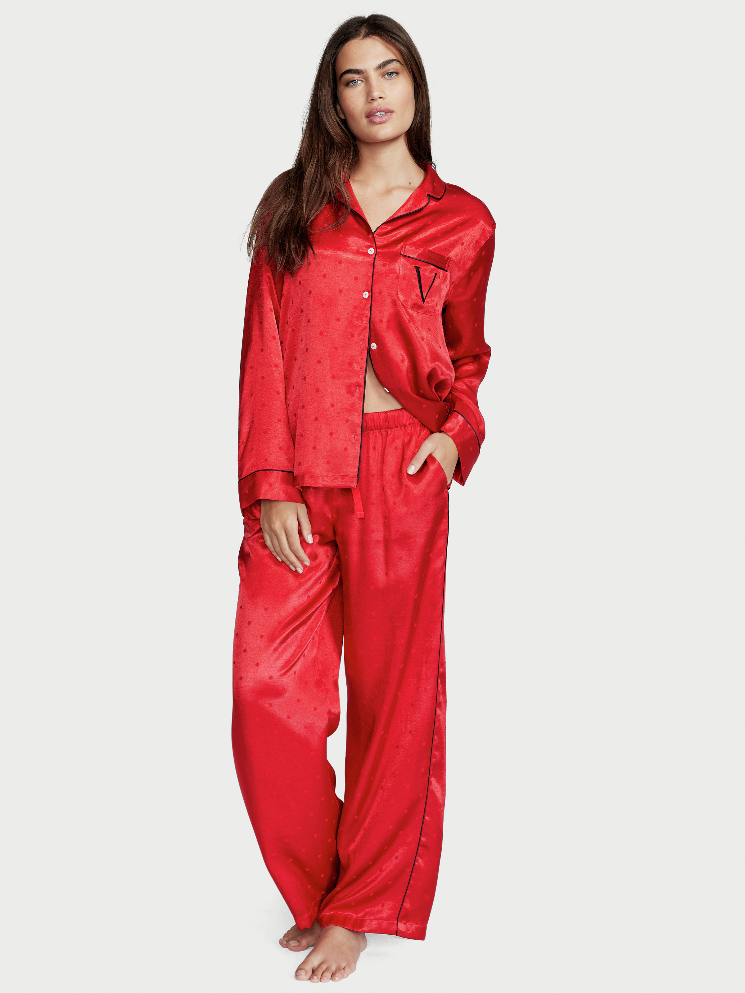 Araña de tela en embudo desconectado Eh Pijama Largo De Satén - 5FDI-11173211 | Victoria's Secret