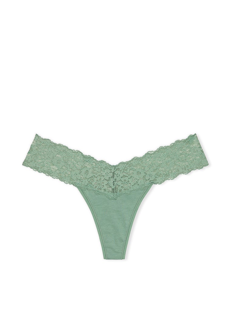 Tanga De Algodón Con Cintura De Encaje, Seasalt Green, large