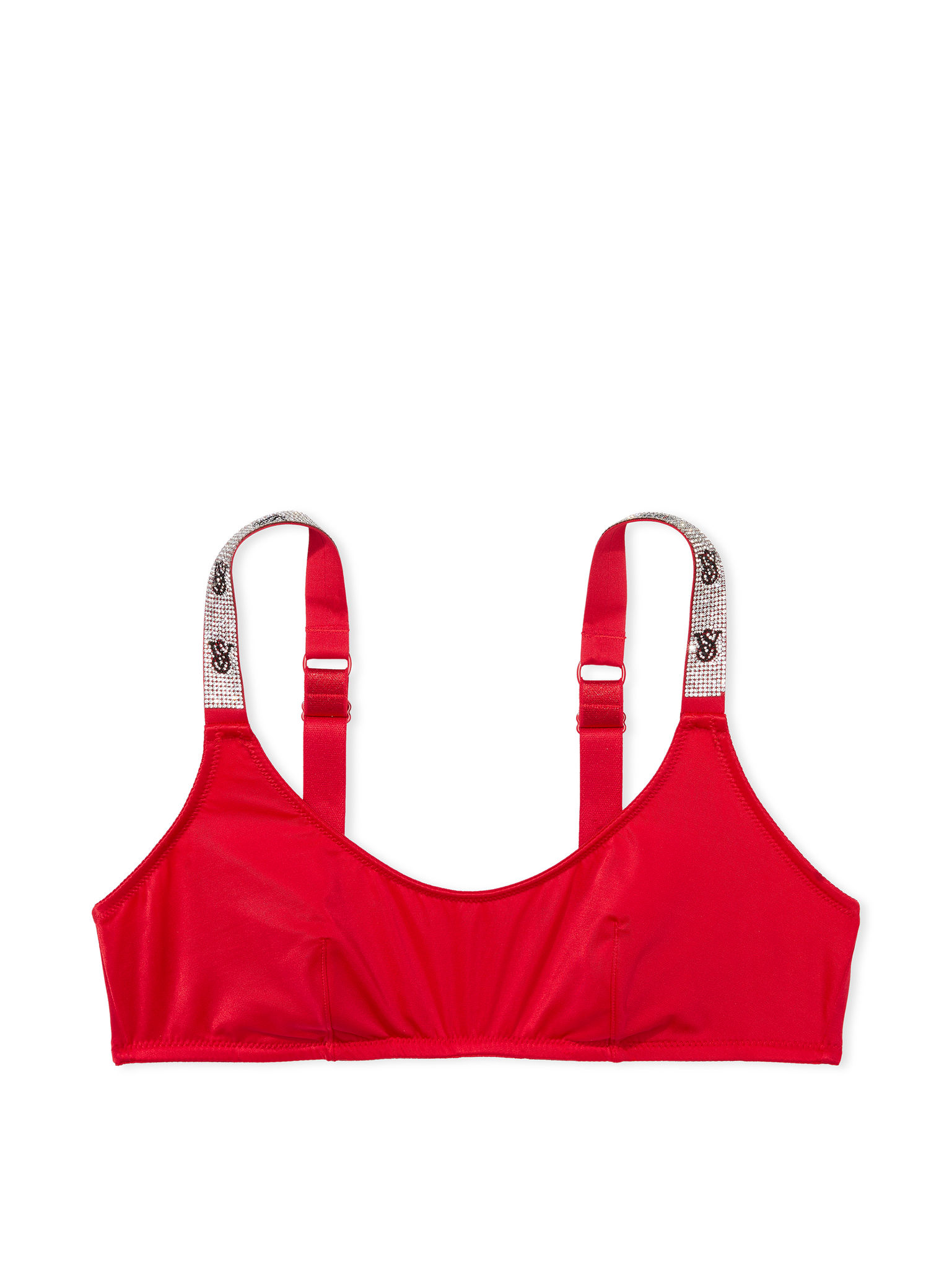 Bralette Con Escote Redondo Y Tirantes Brillantes, Lipstick, large