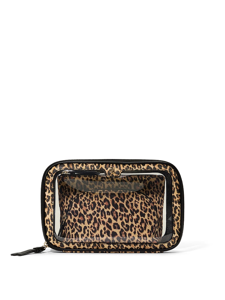 3-piece Makeup Bag Set, Leopard, large
