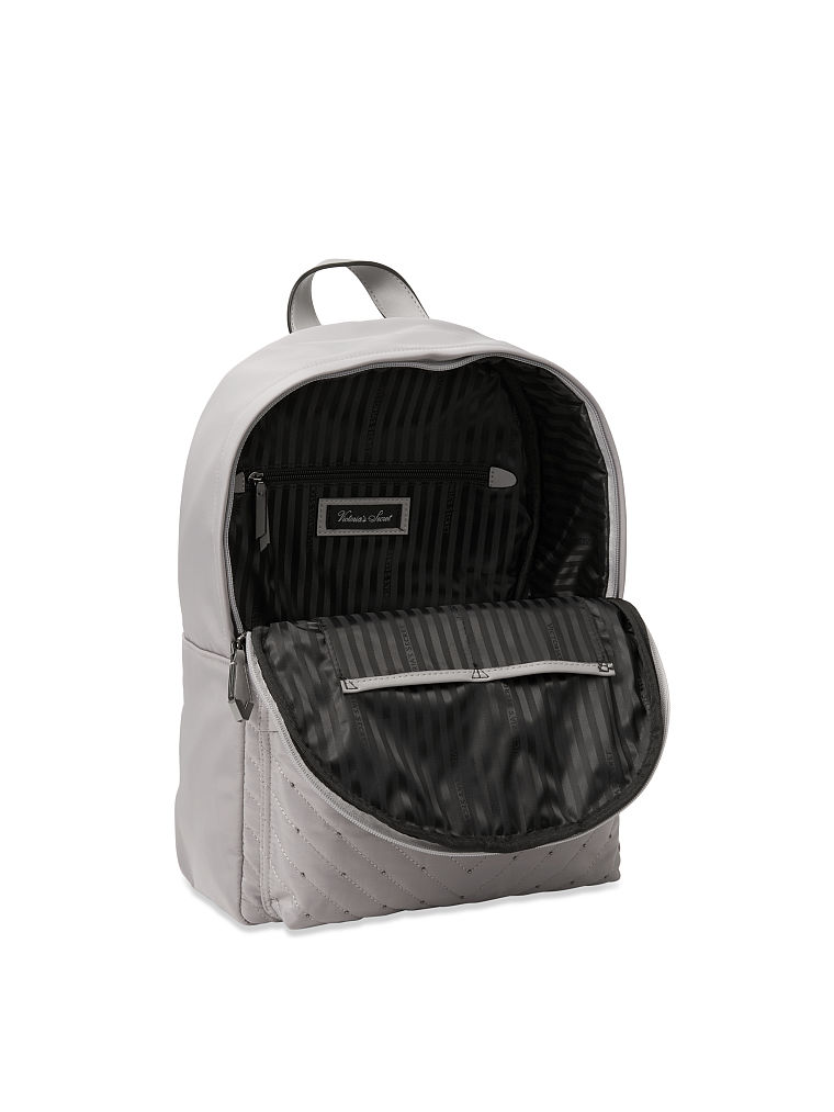 Mochila Urbana Con Guateado En V Y Tachuelas, Gray/Silver, large
