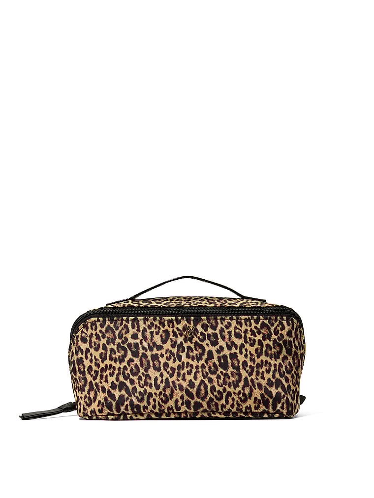 3-piece Expandable Travel Makeup Bag, Leopard, large