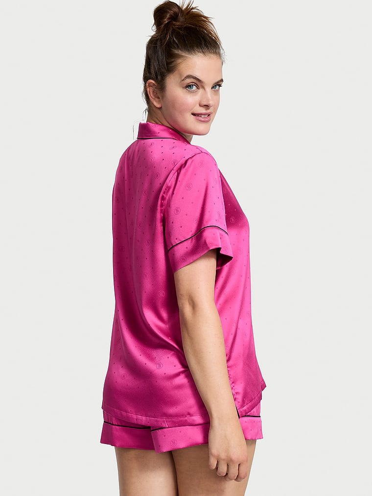 Pijama Corto De Satén, Pink, large