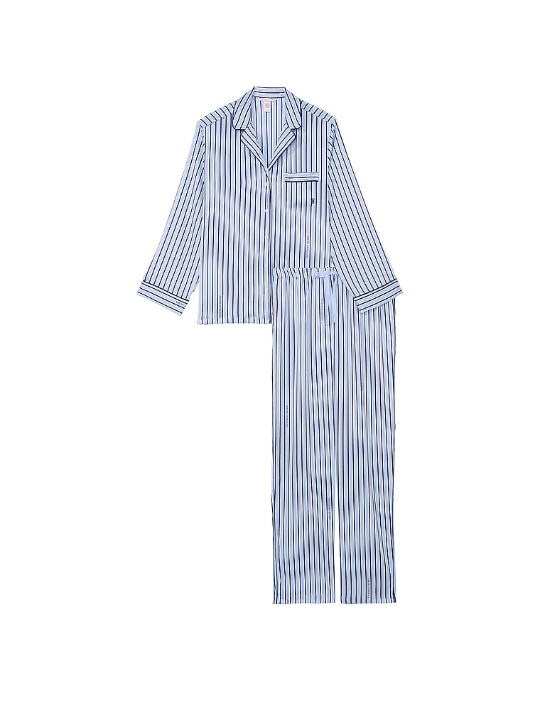 Pijama Largo De Satén, Blue Crescent Stripes, large
