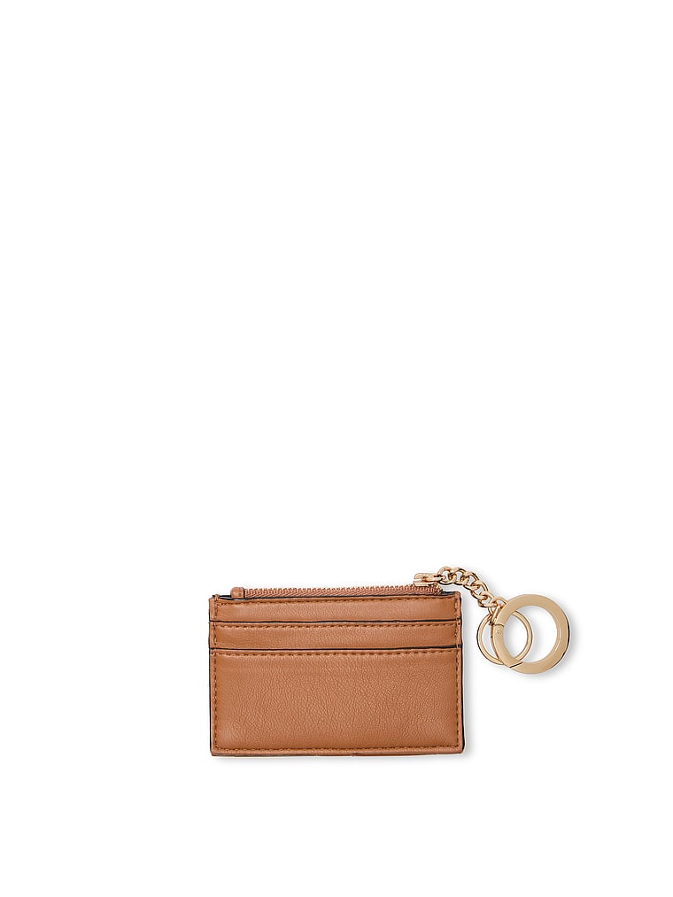 Card Holder Keychain, Brown, large