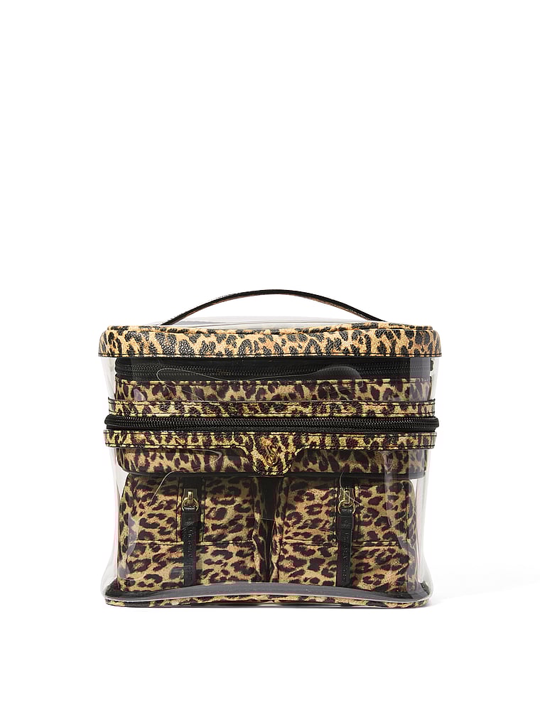 4-piece Makeup Bag Set, Leopard, large