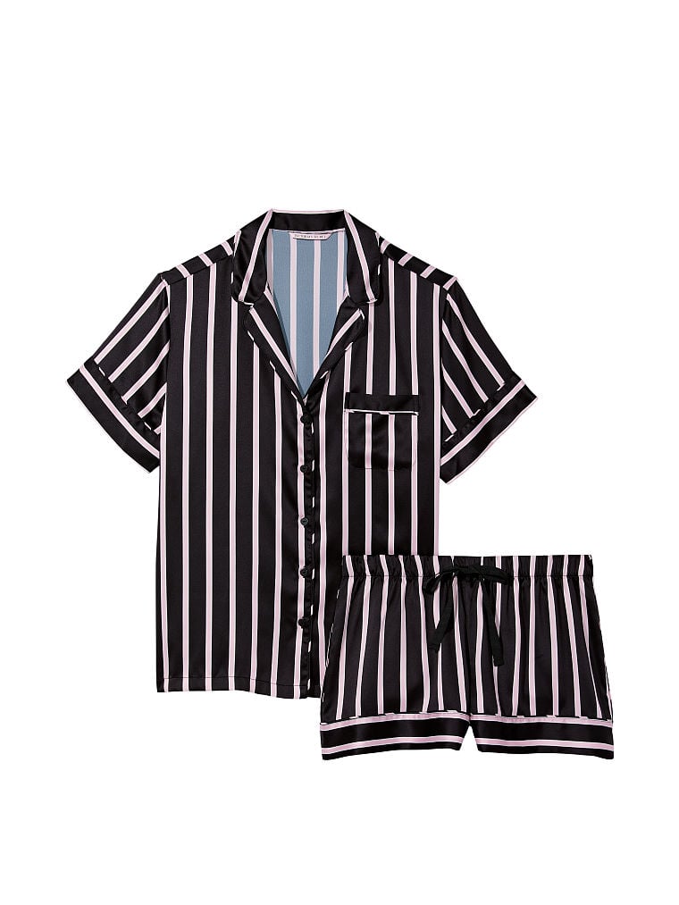 Pijama Con Pantalón Corto De Satén, Black Classic Stripe, large