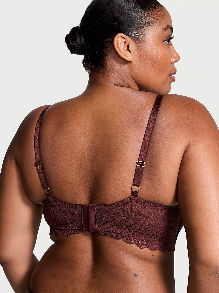 Bandeau De Encaje Con Relleno Ligero, Burgundy Brown, large
