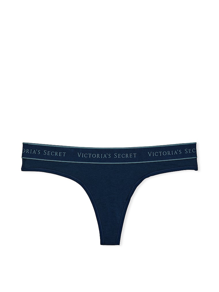 Tanga De Algodón Con Logotipo, Noir Navy, large