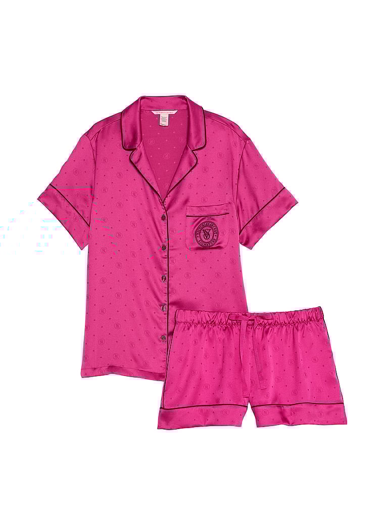 Pijama Corto De Satén, Pink, large
